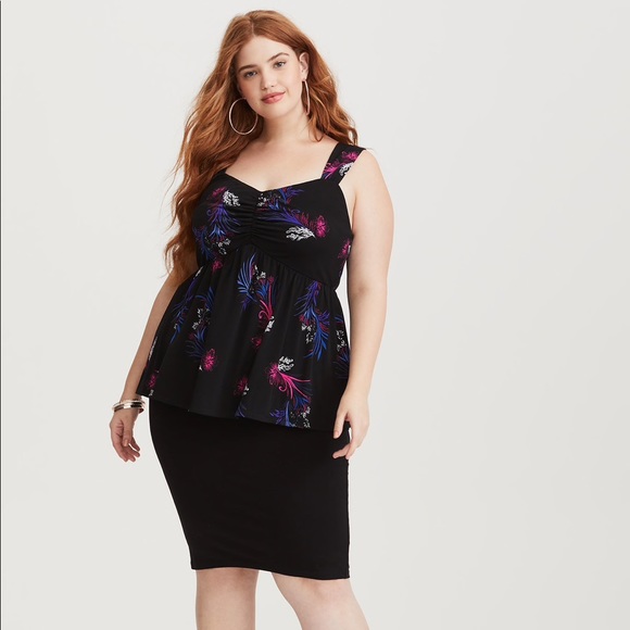 torrid Tops - NWT Torrid Black Bouquet Jersey Knit Tank